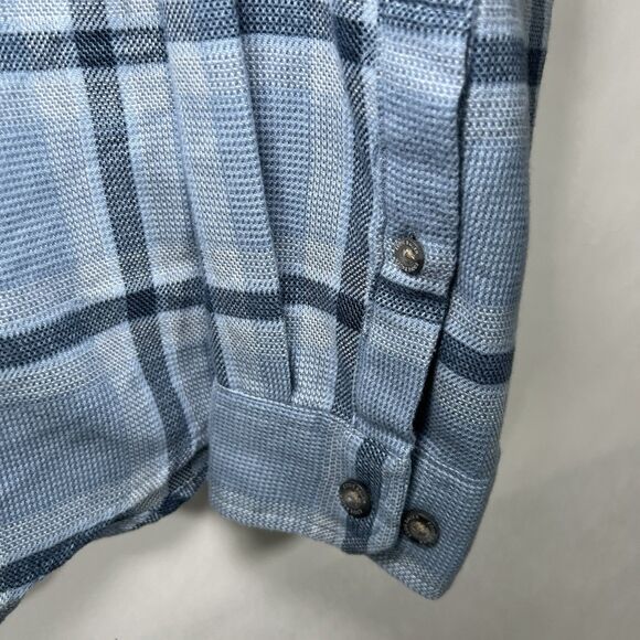 Eddie Bauer Classic Fit Button Up Flannel Shirt Mens Size Large Blue Plaid LS - Picture 5 of 13